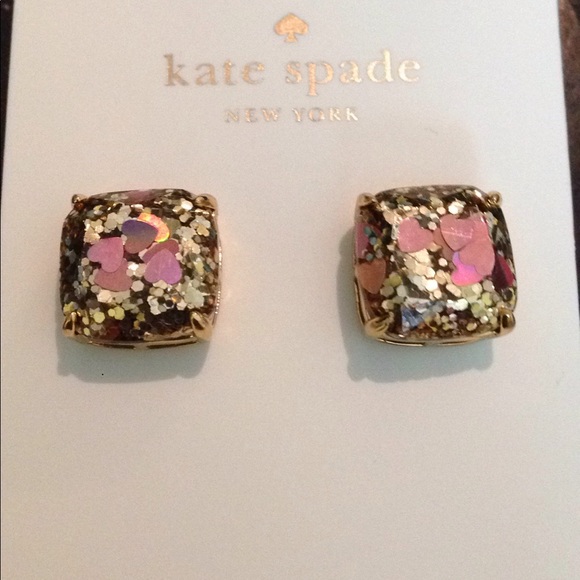 kate spade glitter heart earrings